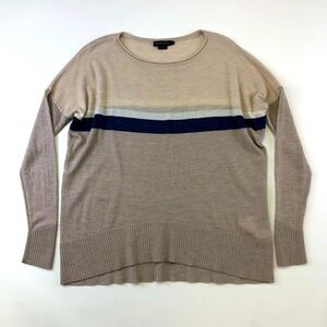 Pendleton pullover neutral merino wool wound neck lightweight womens sweater Med